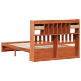 Bookcase Bed Frame Wax Brown 200 x 140 cm Solid Pine Wood 3422766