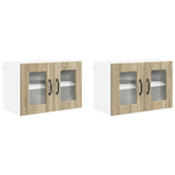 Wall Glass Cabinet PORTO 2 pcs Sonoma Oak 60 x 31 x 40 cm 885320
