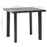 Garden Table Anthracite 80x75x72 cm Plastic 48804