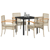 Garden Dining Set with Cushion 5 pcs Beige and Black Rattan 3380828