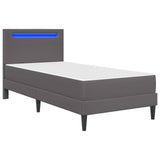 Bed Frame with LED Strip Lights Grey 90 x 190 cm Faux Leather 3415282