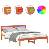 Bed Frame with Headboard Wax Brown 150 x 200 cm Solid Pine Wood 872775