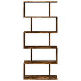 Room Divider Bookcase 5-Tier Smoked Oak 70x24x161 cm Engineered Wood 858097