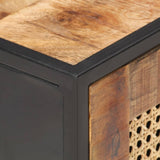 Bedside Cabinet 40x30x50 cm Rough Mango Wood and Natural Cane 323140