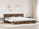 Bed Frame Smoked Oak 200 x 200 cm Solid Pine Wood 3410969