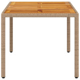 Garden Table Beige 150x90x75 cm Poly Rattan Acacia Wood 368127