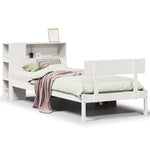 ZNTS Bookcase Bed without Mattress White 100x200 cm Solid Wood Pine 3321791