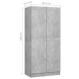 803438 Wardrobe Concrete Grey 82,5x51,5x180 cm Engineered Wood