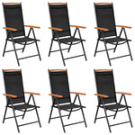 ZNTS Folding Garden Chairs 6 pcs Textilene Black 312187
