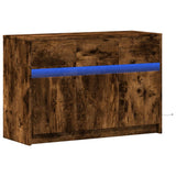 TV Cabinet with LED Smoked Oak 91x34x61 cm Engineered Wood 852184