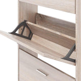 241241 Oak Look Wooden Shoe Cabinet with 5 Compartments