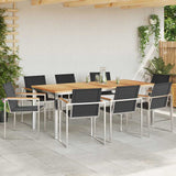 Garden Dining Set 9 pcs Solid Teak Wood and Stainless Steel 3334836