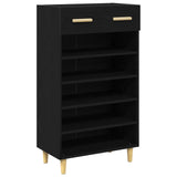 Shoe Cabinet Plain Black Oak 60 x 35 x 105 cm Engineered Wood 8004212