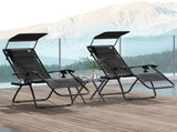 Zero Gravity Lounger Chair Set of 2, Folding Reclining Patio Chair with Shade Cover, Padded Seat, T3398P314688