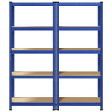 5-Layer Storage Shelves 2 pcs Blue Steel&Engineered Wood 3307586