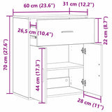 Sideboard with Drawer Old Wood 60 x 31 x 70 cm Engineered Wood 871395