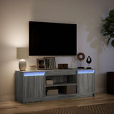 TV Cabinet with LED Grey Sonoma 139.5x34x50 cm Engineered Wood 852199