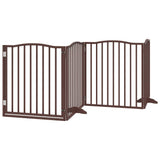 Dog Gate with Door Foldable 6 Panels Brown 480 cm Poplar Wood 3155637