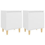 Bed Cabinets with Solid Wood Legs 2 pcs White 40x30x50 cm 805816