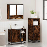 ZNTS 3 Piece Bathroom Furniture Set Smoked Oak Engineered Wood 3300997