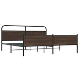 Metal Bed Frame without Mattress Brown Oak 193x203 cm 3318712