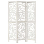 Room Divider 3 Panels White Solid Wood Paulownia 358733