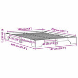 Bed Frame Wax Brown 160 x 200 cm Solid Pine Wood 872856