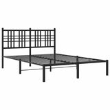 Metal Bed Frame without Mattress with Headboard Black 120x200cm 376322