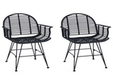 Dining Chair 2 pcs Rattan and Iron Black 57 x 55 x 85 cm 42011559