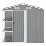 47103 Garden Shed with Rack Grey 205x130x183 cm Iron