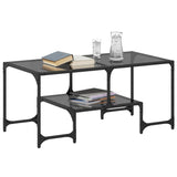 Coffee Table with Black Glass Top 98.5x50x45 cm Steel 846015