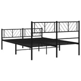 ZNTS Metal Bed Frame without Mattress with Footboard Black 150x200cm 372199