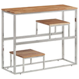 Console Table Silver Stainless Steel and Solid Wood Acacia 350015