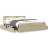 Bed Frame with Headboard without Mattress Sonoma Oak 150x200 cm King Size 3295557