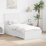 Bed Frame White and Silver 75 x 190 cm Engineered Wood 3410958