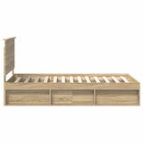 Bed Frame with Headboard Sonoma 100 x 200 cm Solid Pine Wood 3411048