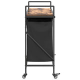 Laundry Basket 3 Compartments with Wheels Smoked Oak 859092