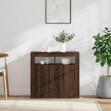 Sideboard with LED Lights Brown Oak 80x35x75 cm 815731