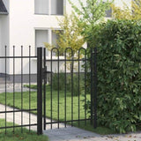 Fence Gate BOXTEL Single Door with Arched Top Steel 1x1.2 m Black 146030