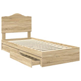 Storage Bed with Drawer Sonoma Oak 90 x 200 cm Engineered Wood 3413543