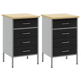 Work Cabinet with Drawer 2 pcs Black and Grey 100 x 55 x 85 cm 3321362