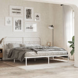 Metal Bed Frame without Mattress with Headboard White 160x200cm 377169