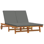 Sun Lounger Reclining Brown 125 x 200 x 84cm Solid Acacia wood 3325189