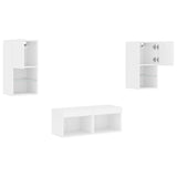 4 Piece TV Wall Cabinets with LED Lights White 3216569