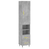 Highboard Concrete Grey 34.5x34x180 cm Engineered Wood 3200245