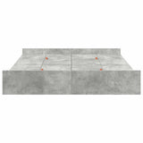 Storage Bed Frame Concrete Grey 135 x 190 cm Engineered Wood 3335320