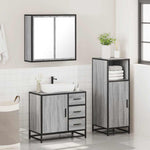 ZNTS 3 Piece Bathroom Furniture Set Grey Sonoma Engineered Wood 3300958