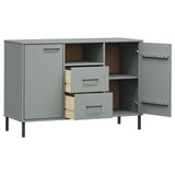 Sideboard with Metal Legs Grey 113x40x77 cm Solid Wood OSLO 351019