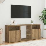 TV Cabinet with LED Lights Artisian Oak 120x30x50 cm Engineered Wood 856352