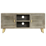 TV Cabinet Solid Mango Wood Grey with Brass 110x30x48 cm 246681